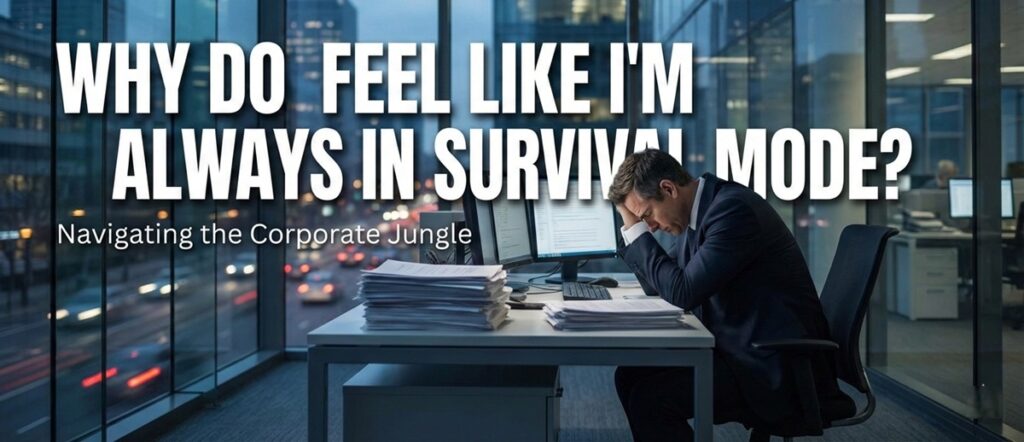 a business man sitting at his desk with his hair in his hands- Why Do I Feel Like I'm Always in Survival Mode?