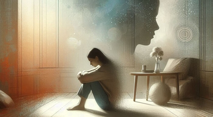 Why do I feel numb? a soft double exposure of a young lady