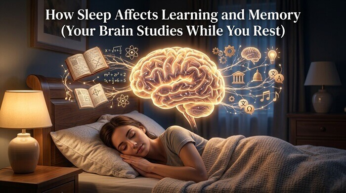 How Sleep Affects Learning - Person sleeping peacefully, representing how sleep consolidates learning and memory in the brain